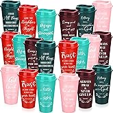 Skylety 60 Pack Christian Gifts for Men Women 16oz Reusable Bible Verse Tumbler Bulk Plastic Coffee Cups with Lids Inspirational Religious Church Gifts for Valentine Easter Birthday (Bright Color)
