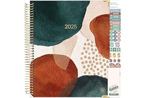 bloom daily planners 2025 Hardcover Calendar Year Goal & Vision Planner (January 2025 - December 2025) - Monthly/Weekly Column View Agenda Organizer - 7.5" x 9" - Earthy Abstract, Green