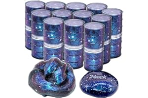 BVUEKEFT 24 Pack Galaxy Star Slime,Party Favor for Kids Girls & Boys,Non Sticky, Stress & Anxiety Relief, Wet, Super Soft Sludge Toy,Creative Toy for Kids and Adults, Easter Egg Filling Stuffers