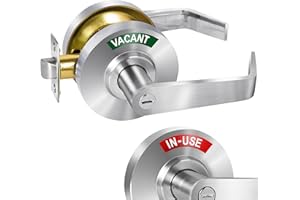 Crystmetal Privacy Indicator Door Lock Inuse or Vacant, Occupied Bathroom Door Handle, Commercial Large Door Lever Deadbolts, ANSI Grade2, Perfect for Restrooms, Office Buildings, Bars (Satin Chrome)