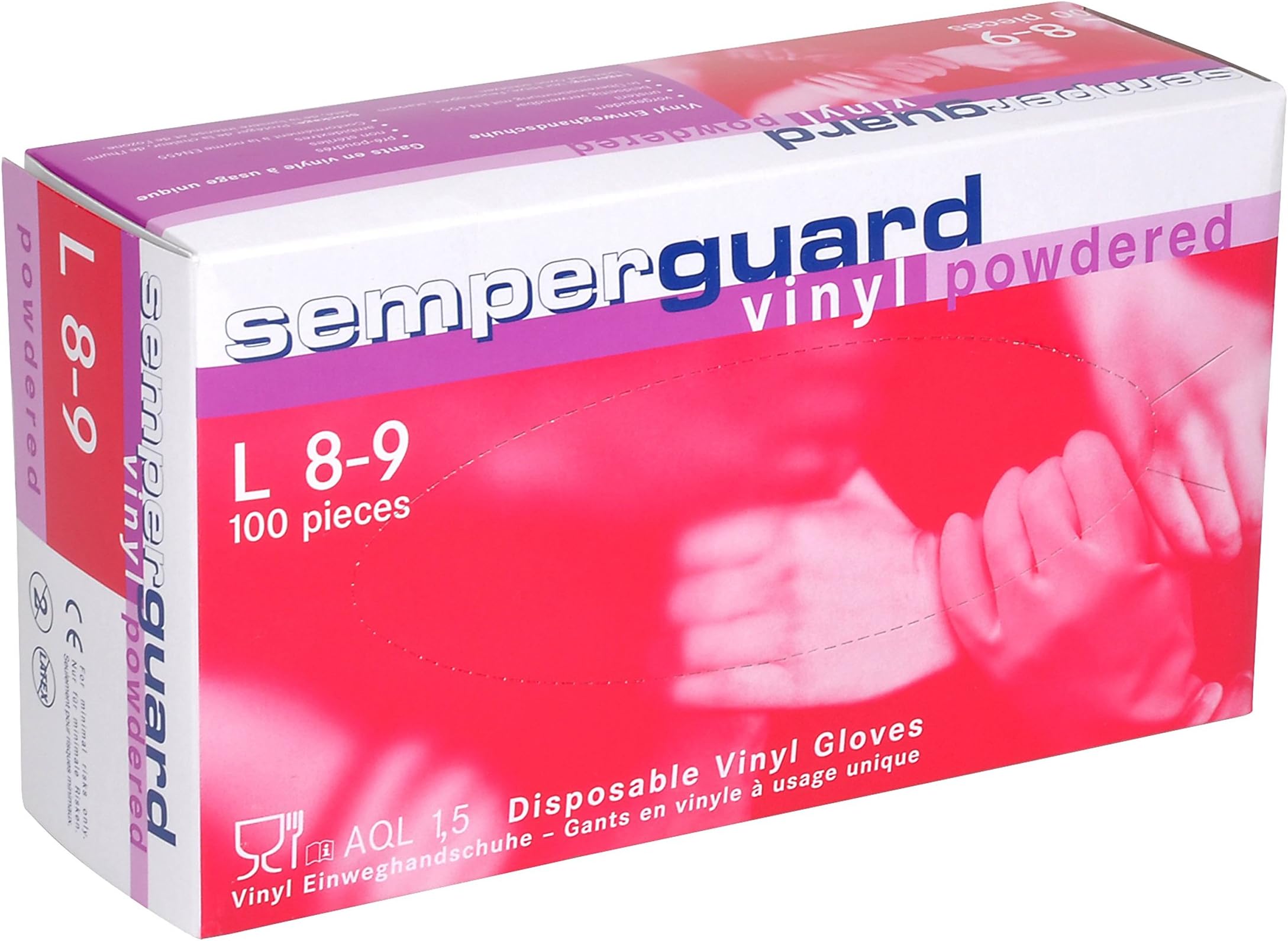 Semperguard Vinyl Powdered Gloves, Large - Pack of 100