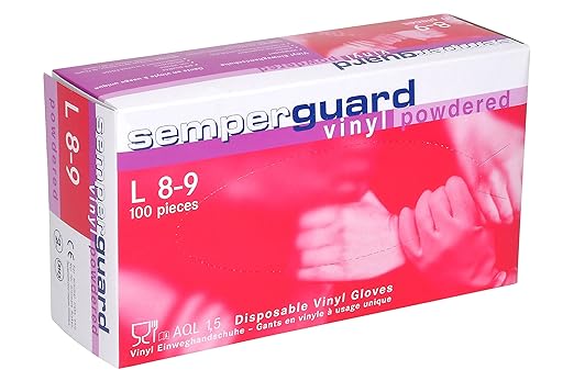 Semperguard Einmal-Handschuhe Vinyl gepudert, Box mit 100 Stück, Größe L