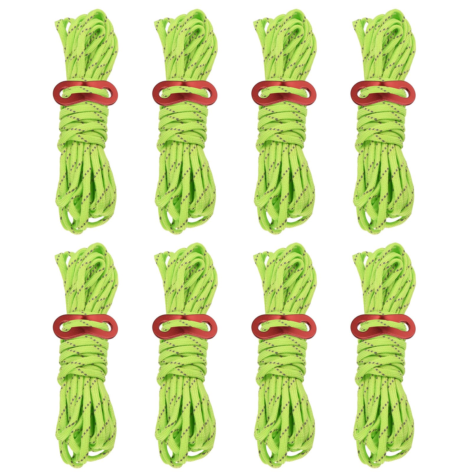 PATIKIL 4mm 13ft Tent Rope, 8 Pack Reflective Guy Lines with Aluminum Adjuster Tensioner Guyline Tent Cords for Outdoor Camping Hiking Backpacking Tent Tarp Canopy, Light Green