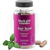 Black Girl Vitamins - Hair Food Biotin Supplement with Collagen for Hair Growth Support, Vegan, Gluten-Free, 60ct