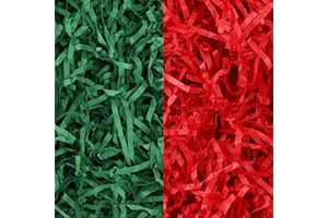MARFOREVER 200g/7oz Christmas Crinkle Shredded Paper Filler, Xmas Red Green Raffia Cut Paper Shred Filler Grass for Christmas Basket Stuffing Gift Box Wrapping Party Decoration