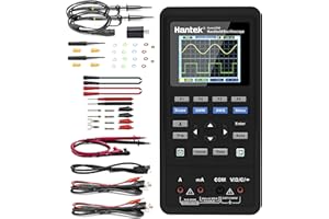 Hantek 3in1 Handheld Oscilloscope, 40MHz 2CH Automatic Digital Oscilloscope, Multimeter, Waveform Generator with LCD Color Screen, Chargeable with Replaceable Lithium Battery, 2CH+AFG+DMM 2D42