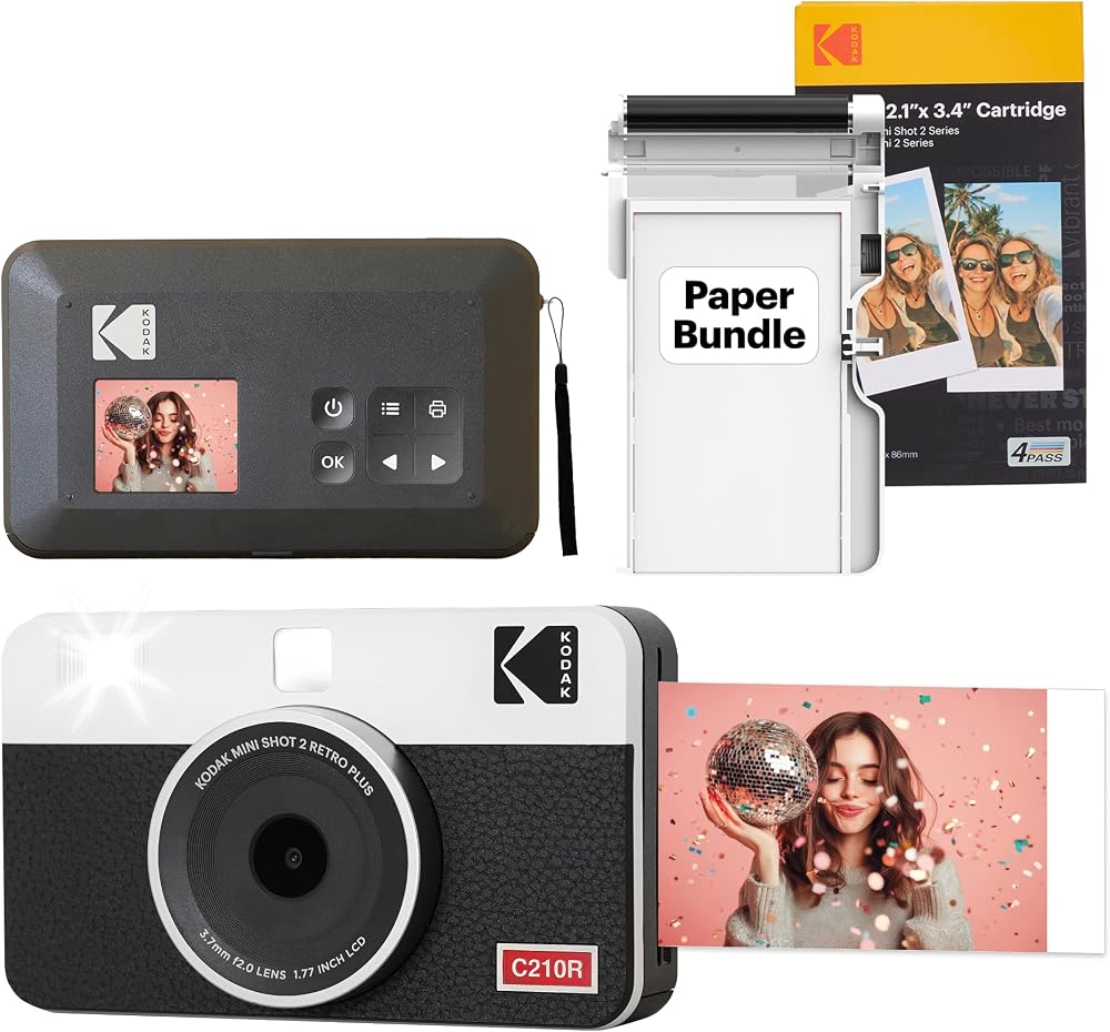 Kodak Mini Shot 2 Retro 4PASS Instant Camera & Portable Printer White