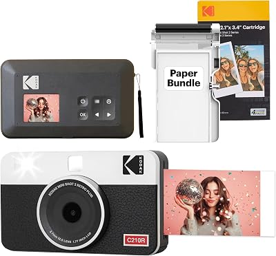 Kodak Mini Shot 2 Retro 4PASS Instant Camera & Portable Printer White