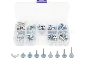 LBY 80pcs Knurled Hand Screw, M3 Flat Knurled Head Fully Threaded Thumb Screws and Wing Nuts 9 Sizes Assortment Kit, Carbon Steel Galvanize