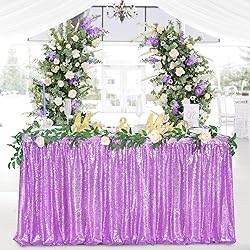 Lavender Sequin Table Skirt 9ft Sparkly Table