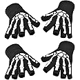 CROSSFINGERS Skeleton Gloves with Touchscreen and Warm for Halloween Cosplay Party and Daily Wears 2 Pairs
