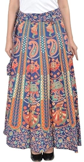 Women's A-Line Skirt (SKT3150_Blue_Free Size)