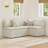 CHITA Breakfast Nook Bench with Storage, Banquette Seating, 4 Seats, Linen | L Shaped Corner Dining Bench for Kitchen &amp; Dining Room, Modular Upholstered Fabric Seating with Back