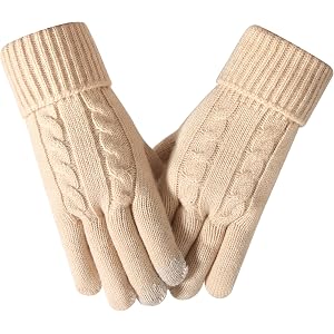 IZUS Women Winter Gloves Warm TouchScreen Cold Weather Gloves Knit Thermal Adults Gloves