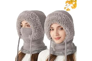 2026 New 3 in 1 Beanie Hat with Scarf and Mask for Women,Hat with Scarf Attached Combo,Warm Knitted Ski Balaclava Hat