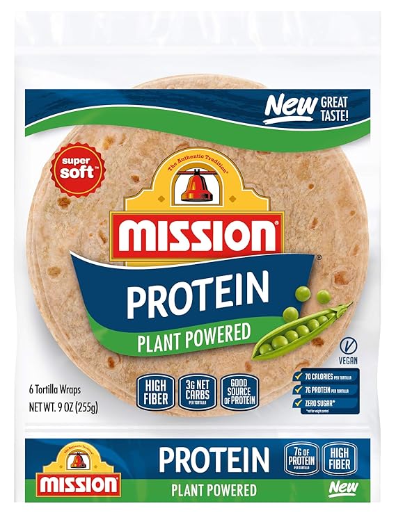 Mission Protein Tortilla Wraps, High Fiber, Low Carb, Vegan, 6 Count
