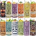 SuproBarware Tiki Mugs Set of 12 - Large Cocktail Tiki Glasses Hawaiian Party Cute Exotic Cocktail Glasses Hawaiian Ceramic Mug