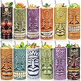 SuproBarware Tiki Mugs Set of 12 - Large Cocktail Tiki Glasses Hawaiian Party Cute Exotic Cocktail Glasses Hawaiian Ceramic Mug