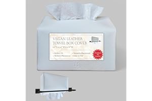 HIRANO'S BAZAAR Hirano’s Bazaar Hand Towel Box Cover – Elegant PU Leather Holder Dispenser, for Kleenex Disposable Paper Towels, Bathroom & Countertop Organizer, Stylish Home & Office Décor, Pure White