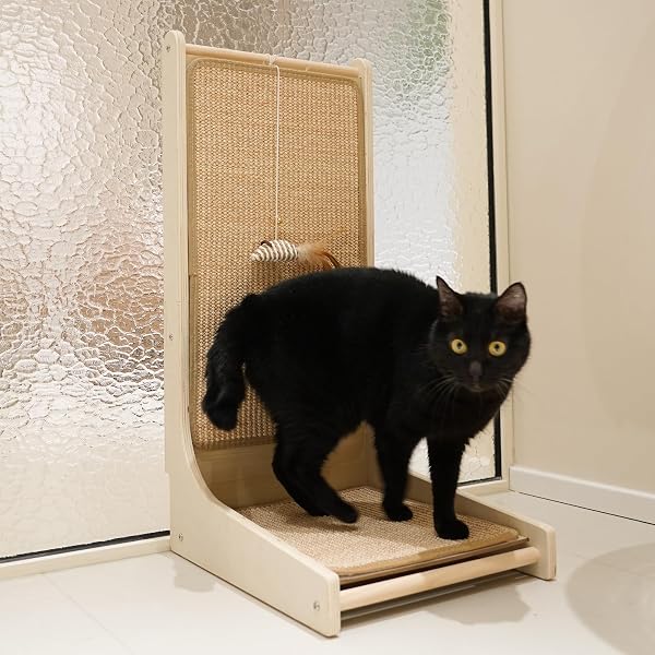 PETKARAY VERTICAL SISAL CAT SCRATCHER BOARD, RIGHT ANGLE SCRATCHING POST AND SCRATCH PAD FOR INDOOR CATS, WALL FURNITURE PROTECTOR