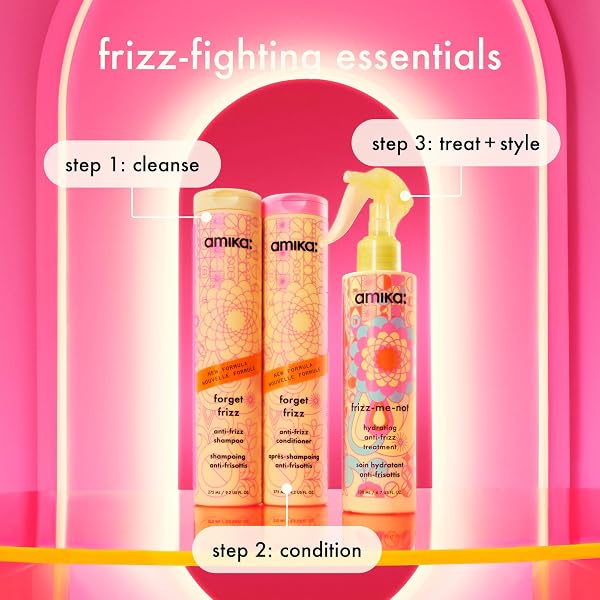 AMIKA FORGET FRIZZ ANTI-FRIZZ CONDITIONER, 275ML | SMOOTHING, HUMIDITY PROTECTION, UP TO 72 HOUR FRIZZ CONTROL + LIGHTWEIGHT HYDRATION, FOR MEDIUM TO THICK COARSE HAIR TYPES 2A-4C