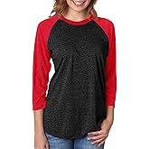 Next Level Apparel 6051 Unisex Tri-Blend 3 by 4 Sleeve Raglan - Vintage Black & Red, X-Large