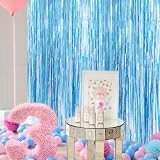 YAAVAAW Glitter Baby Blue Tinsel Curtain Backdrop 2x 8.3ft 3.2ft Width view 4