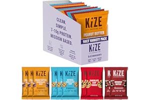 KiZE Energy Bars - Variety Pack - Gluten Free, Dairy Free Options, Non-GMO, and High Protein Meal Replacement Energy Bars, Clean and Simple Food Ingredients - 7-10g High Protein Snacks, (10 Count)