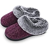 DL Women's Memory Foam Moccasin Slippers Micro Suede with Breathable Faux Fur Lining Slip On House Shoes Micro Indoor & Outdoor