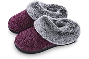 DL Women's Memory Foam Moccasin Slippers Micro Suede with Breathable Faux Fur Lining Slip On House Shoes Micro Indoor & Outdoor