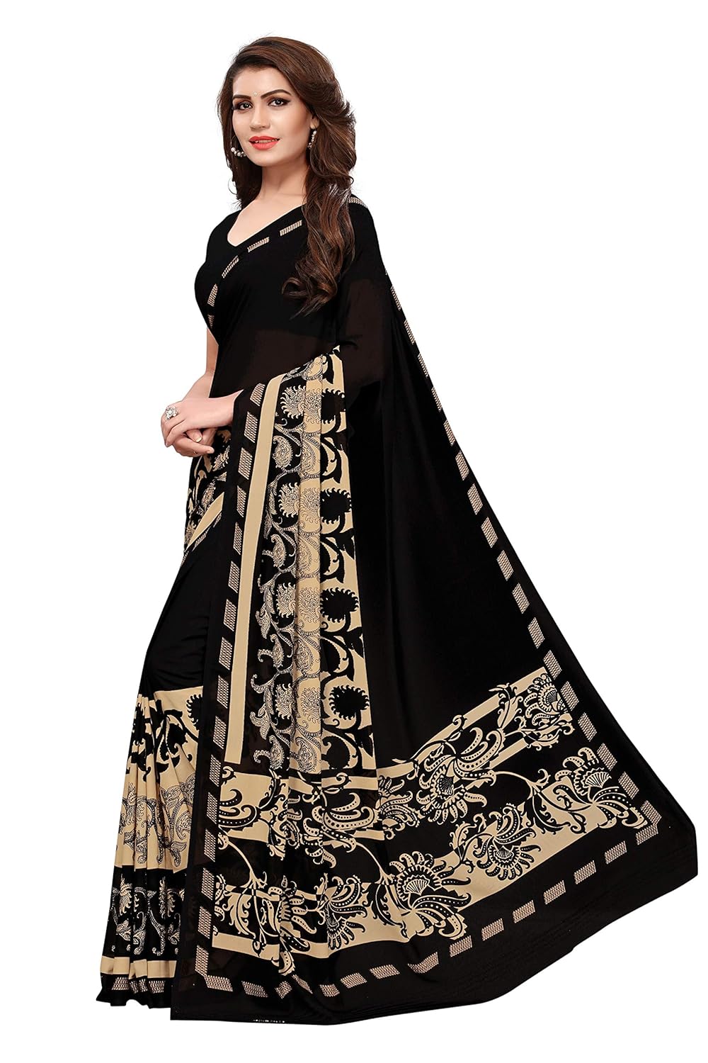 anni designer georgette saree with blouse piece