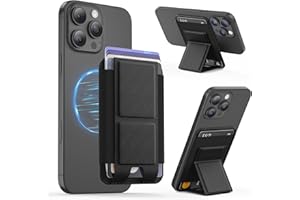 GONEZ for MagSafe Wallet with Stand, Stronger Magnetic Card Holder for iPhone 16/15/14/13/12 Series, Premium Leather Phone Wallet with RFID Blocking, 1 Slot, Fit 5 Cards, Black