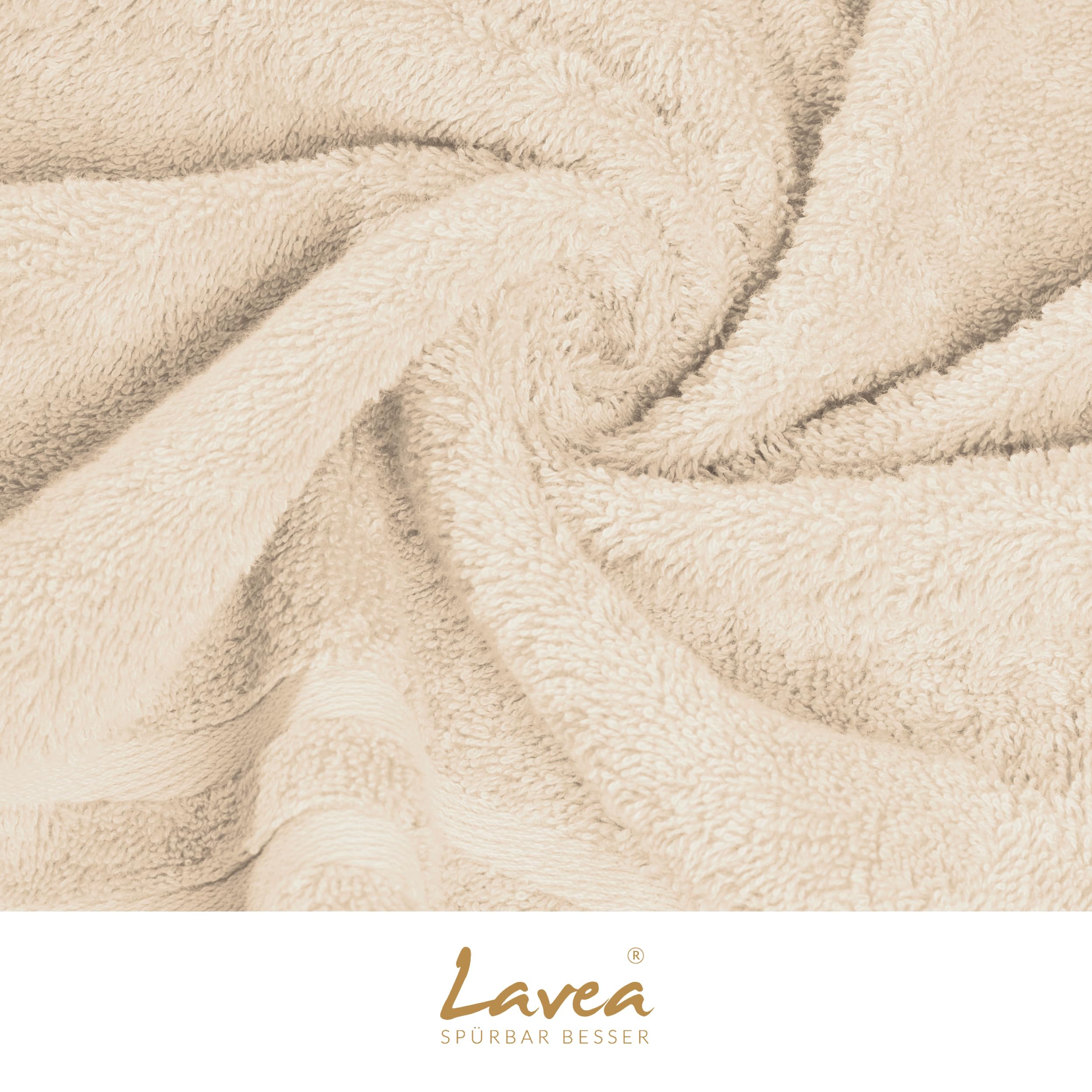 Lavea® 4er Set Handtücher 50x100 cm, Elena Frottiererie, 100% Baumwolle, Frottier Badetuch, saugstark und weich, Sporthandtuch, 60°C waschbar, trocknergeeignet, Handtuch Set, Frottee, Creme 5