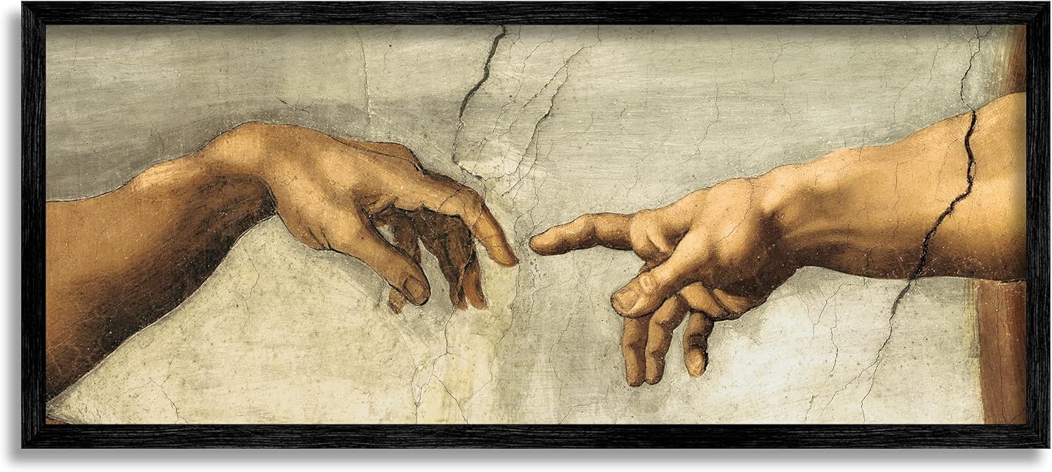 Paintings - Stupell Industries Hands of The Creation Of Adam Religious Painting,Off-White,13 x 30,aa-505_fr_13x30