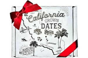 Rancho Meladuco Date Farm 1 lb. Box with Red Satin Ribbon | Contains Whole, Un-Pitted, Organic, California-Grown Medjool Dates | Fresh, Sweet & Delicious | Great for Holidays, Gifts & Special Occasions
