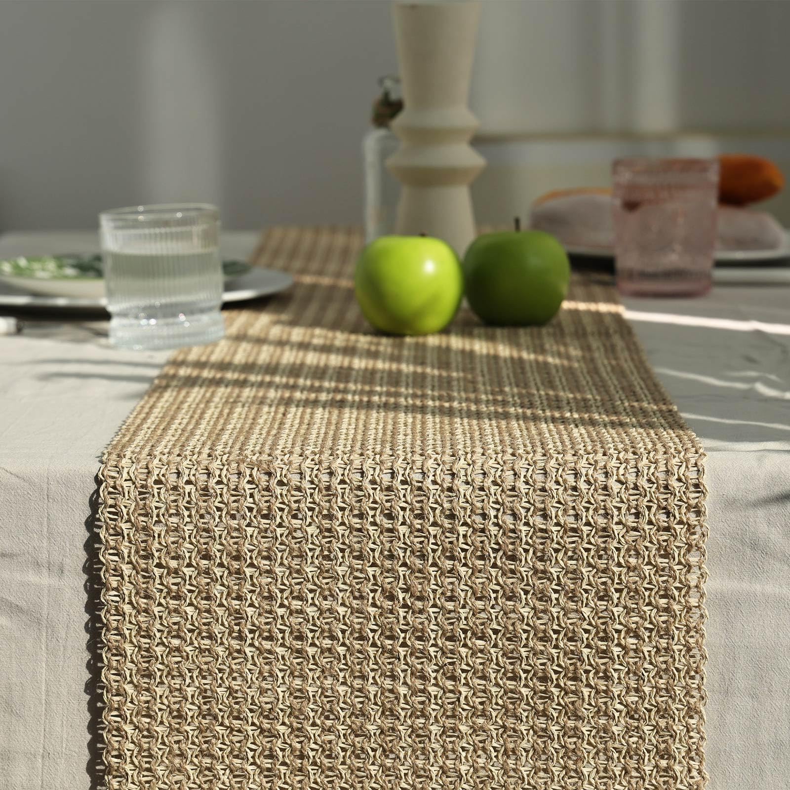 Photo 1 of Noctiflorous Braided Farmhouse Table Runner 12 x 36 Inch Rustic Kitchen Table Decor Boho Woven Table Runner for Daily Life Party Wedding Thanksgiving(Beige, 36'')