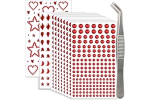 NIACONN 1760 Pcs Red Hair Jewels Face Gems Stick on, Self Adhesive Glitter Rhinestones Stickers for Women Body Eyes Nails Festival Halloween Makeup & Crafts