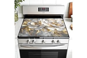 AOHMPT Multi-Design Stove Top Cover for Glass/Electric Stoves - 3-in-1 Heat-Resistant Protector Mat, Non-Slip Drying Rack 28"x20"