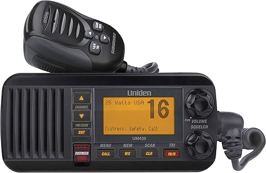 Amazon Com Uniden Um435bk Advanced Fixed Mount Vhf Marine Radio All Usa International Canadian Marine Channels Including New 4 Digit Cdn B Channels 1 Watt 25 Watt Power Waterproof Ipx8 Submersible Black