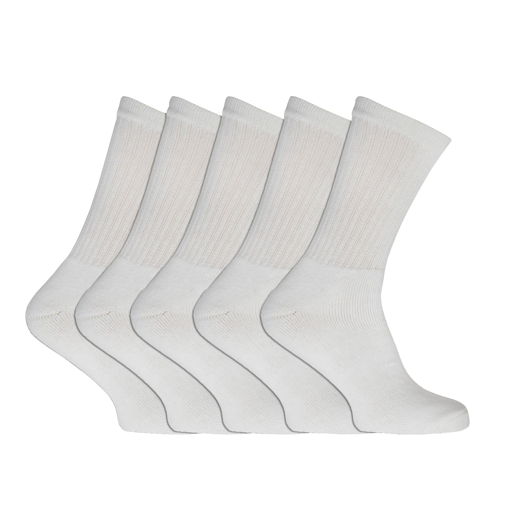 Mens Plain Sports Socks (Pack of 5) (UK 6-11 EURO 39-46) (White)