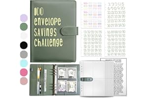 ADZT'S 100 Envelopes Challenge Binder Kit A5 Size Money Saving Budget Binder with Numbers 100 Day Cash Envelopes Savings Challenges Book Planning to Save $5050