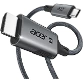 Acer USB C to HDMI 2.1 Cable 6.6FT (8K@60Hz 4K@240Hz) Unidirectional | TypeC to HDMI Braided Cord with 48Gbps, HDR, HDCP2.3, Thunderbolt 3/4/5 Compatible for MacBook, XPS, iPhone 17, iPad, Surface