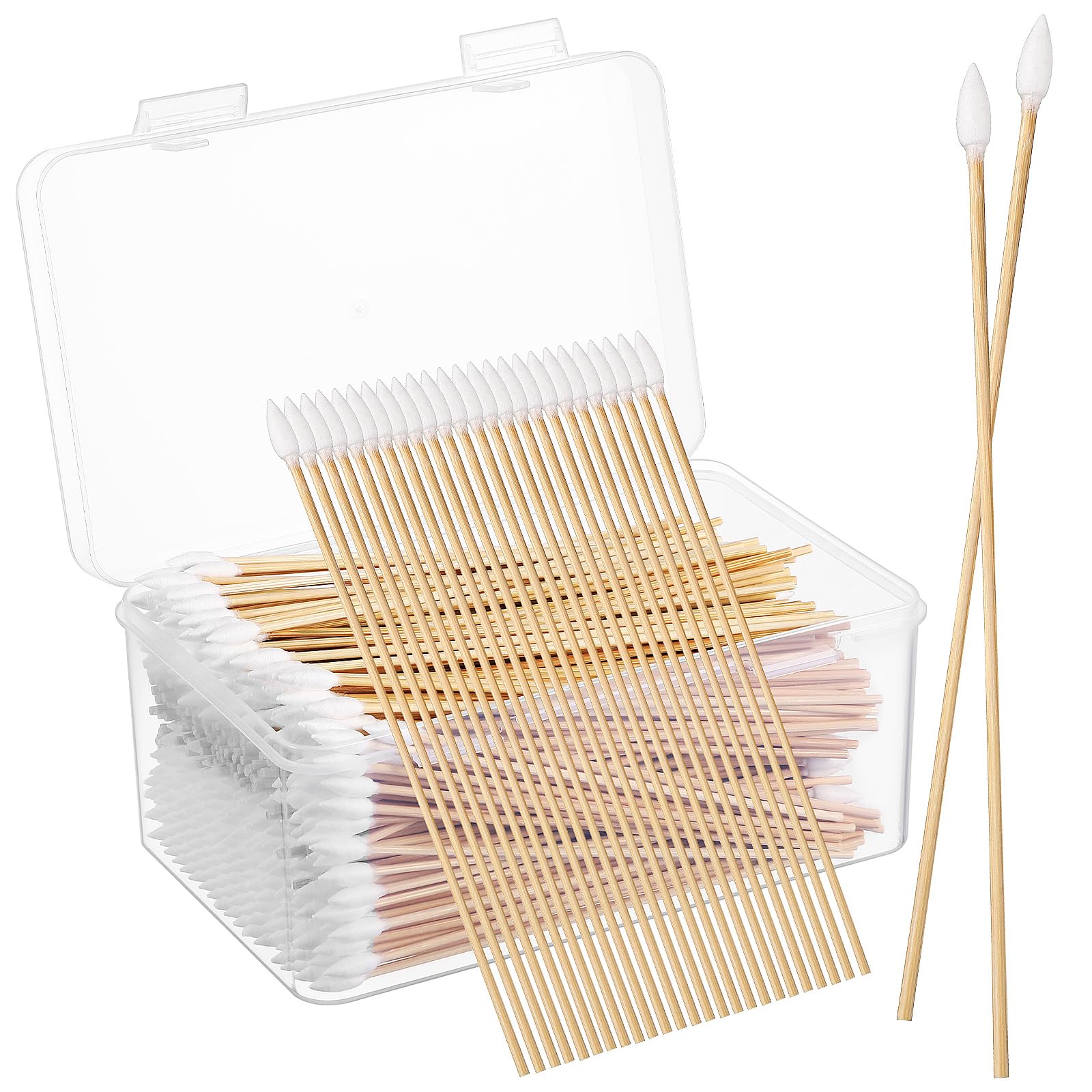 Beavorty 500pcs Cotton Swabs Makeup Swabs Pointed Long Cotton Swabs Electronics Nail Cleaning Swabs with Wooden Handles for Cleaning, Makeup