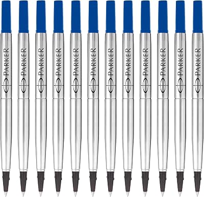 Parker Rollerball Pen Refills Fine Point Blue QUINK Ink 12 Count