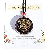 Chakra Healing Golden Obsidian and Red Garnet Orgonite Pendant Necklace, Metatron's Cube Merkaba Sacred Geometry Orgone Crystals Stones Spiritual Reiki Jewelry Men Women