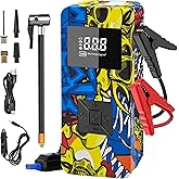 Jump Starter with Air Compressor, 8000A 150PSI Battery Jumper Starter Portable Tire Inflator Pump, 12V Jump Box Car Battery Jump Starter with Smart Jumper Cables, LED Light, LCD Display