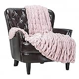 Chanasya Premium Ruched Faux Fur Throw Blanket