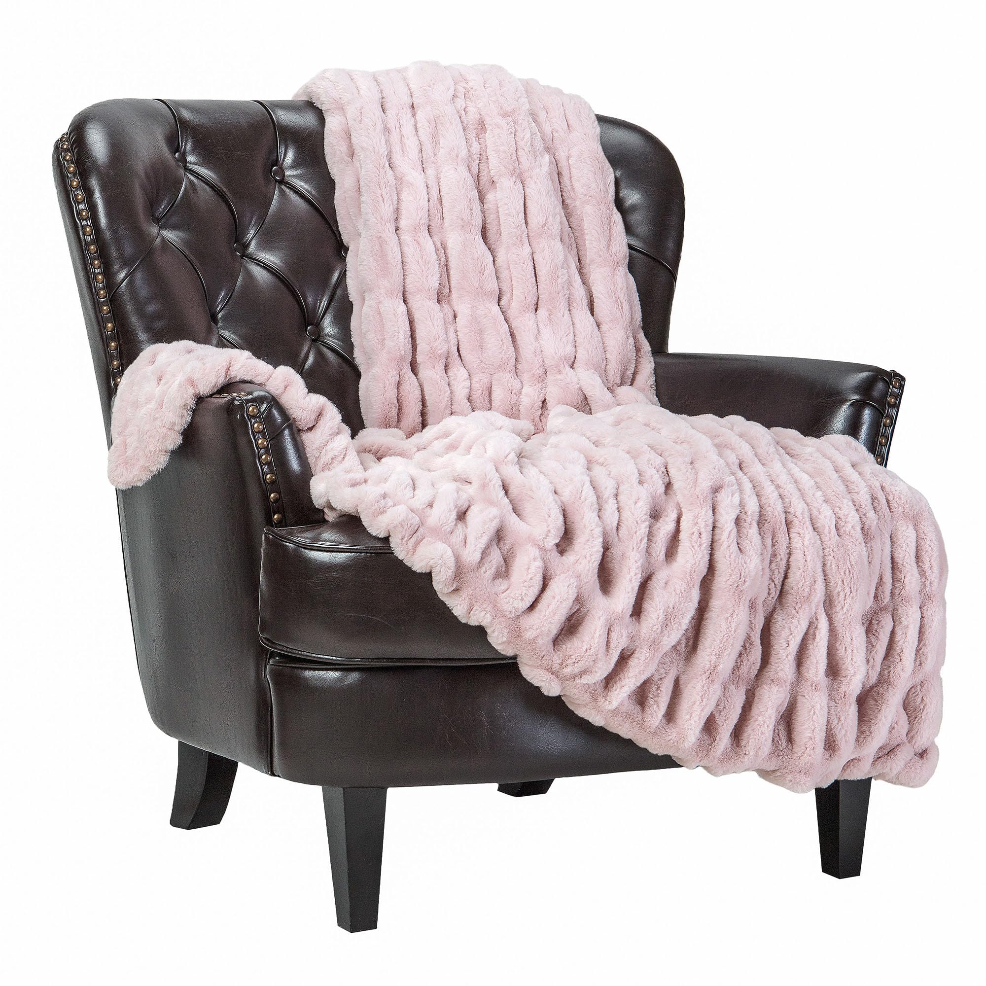Chanasya Premium Ruched Faux Fur Throw Blanket