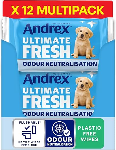 Andrex Ultimate Fresh Washlets 12 Packs Gentle Biodegradable Flushable Wipes