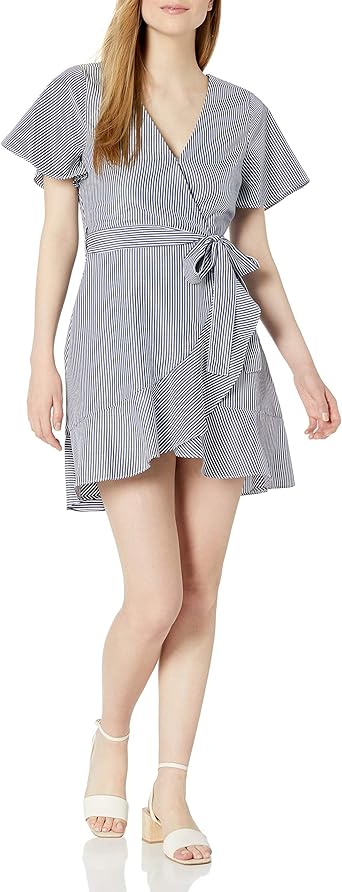 navy wrap dress short sleeve